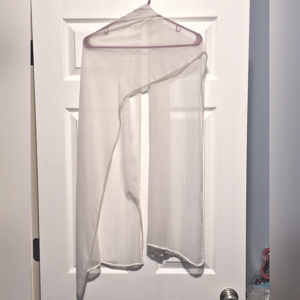White, See-Through, Sequin Scarf